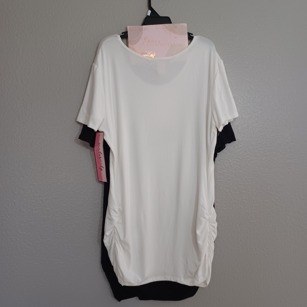 Emma's Expressions Black And White Short Sleeve Scoop Neck T-Shirt Tops 2 Pack - Picture 8 of 11